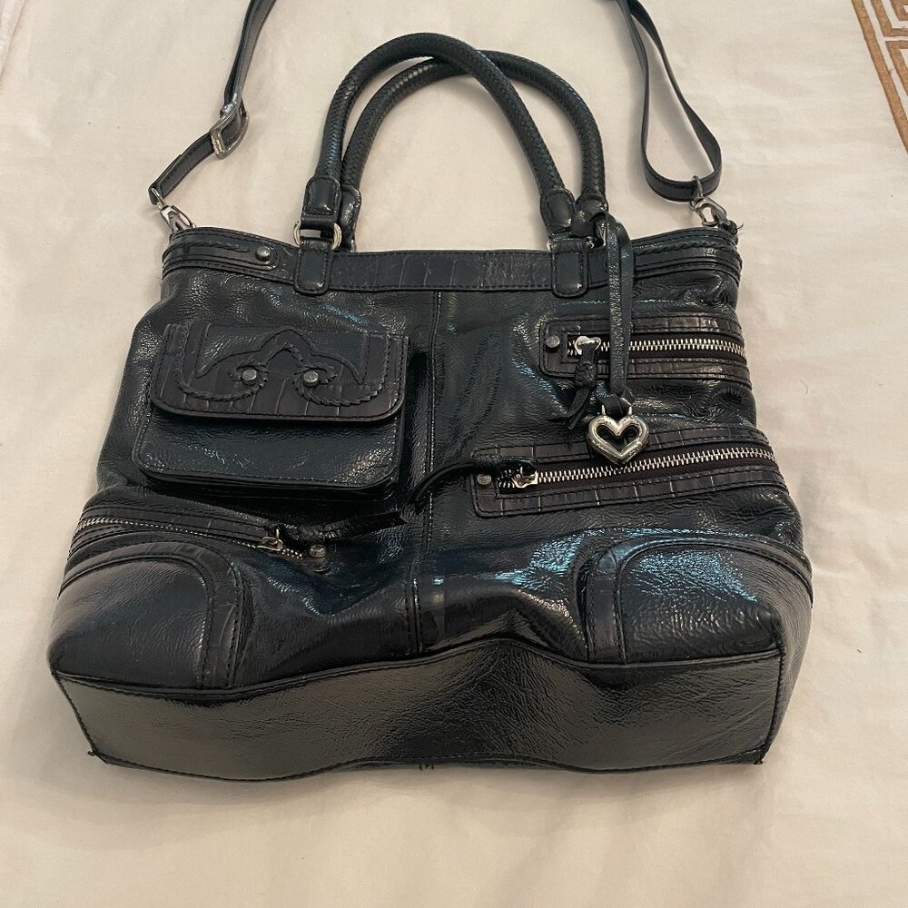 Brighton Black Patent Leather Handbag Cher